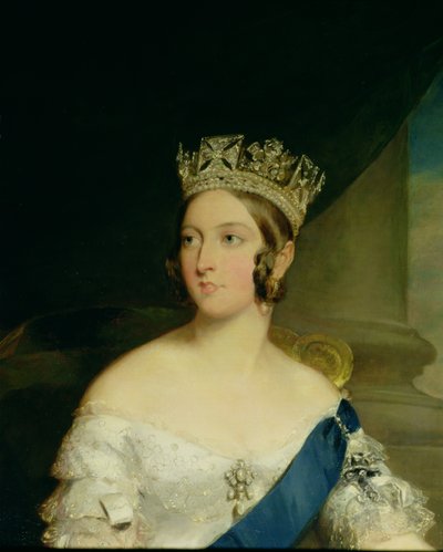 Retrato de la Reina Victoria, 1843 (detalle) de Francis Grant